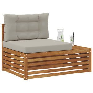 Outdoor Endsofa, 3-teilig, Akazienholz hellgrau