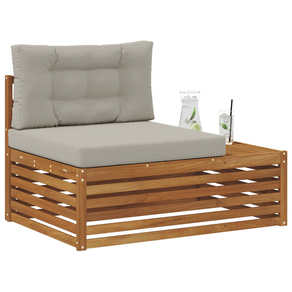 Outdoor Endsofa, 3-teilig, Akazienholz hellgrau