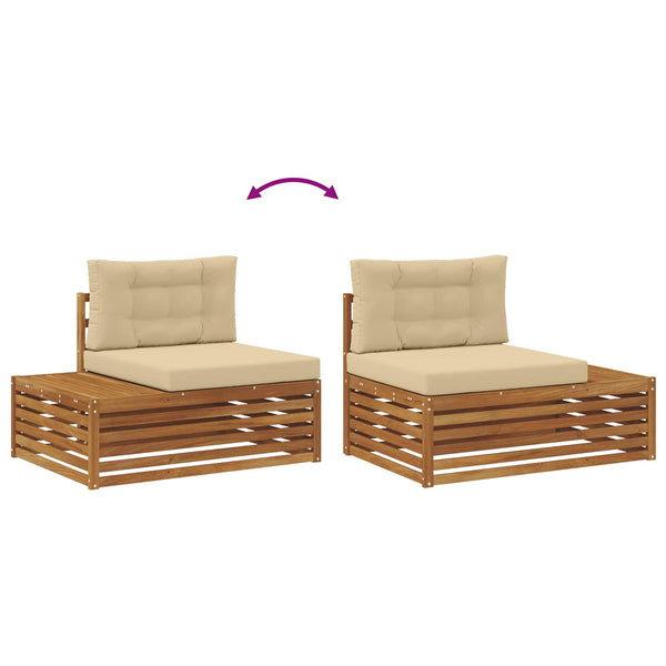 Outdoor Endsofa 3er Set Akazie Natur Beige