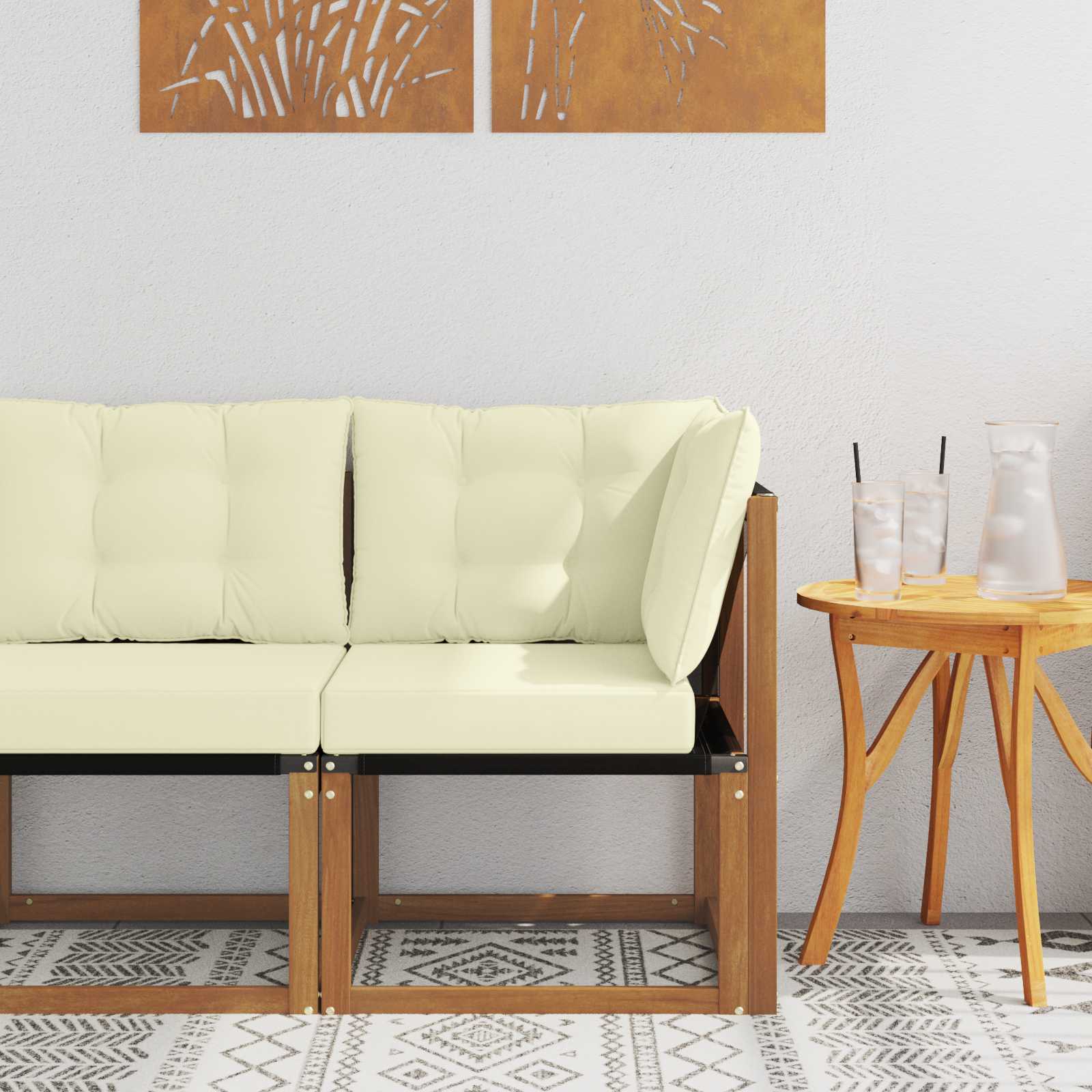 Outdoor Ecksofa Akazie Massivholz Natur