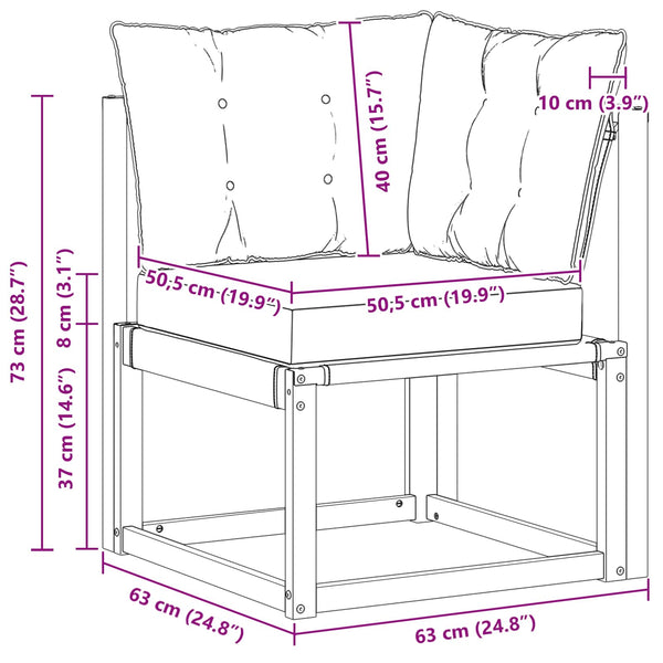 Outdoor Ecksofa Akazie Massivholz Natur