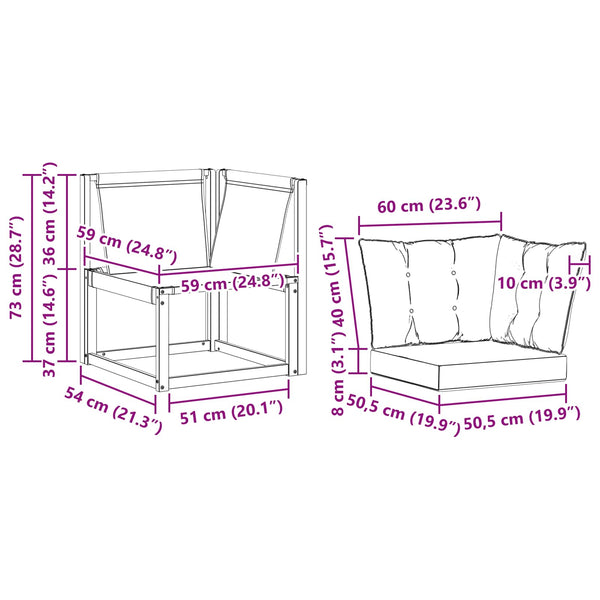 Outdoor Ecksofa Akazie Massivholz Natur