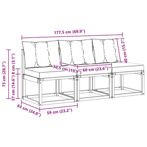 3er Outdoor Mittelsofa Gartenmöbel