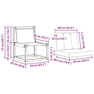 3er Outdoor Mittelsofa Gartenmöbel