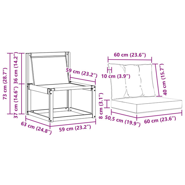 3er Outdoor Mittelsofa Gartenmöbel