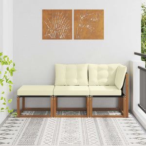 Outdoor Lounge Sofa Set, 3-teilig, Natur/Creme