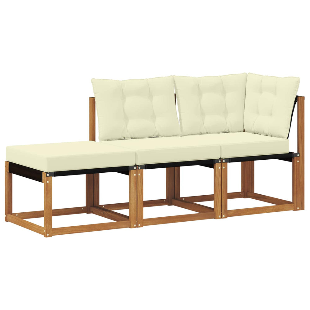 vidaXL Outdoor Sectional Sofa Units 3 Pieces Natural and Cream