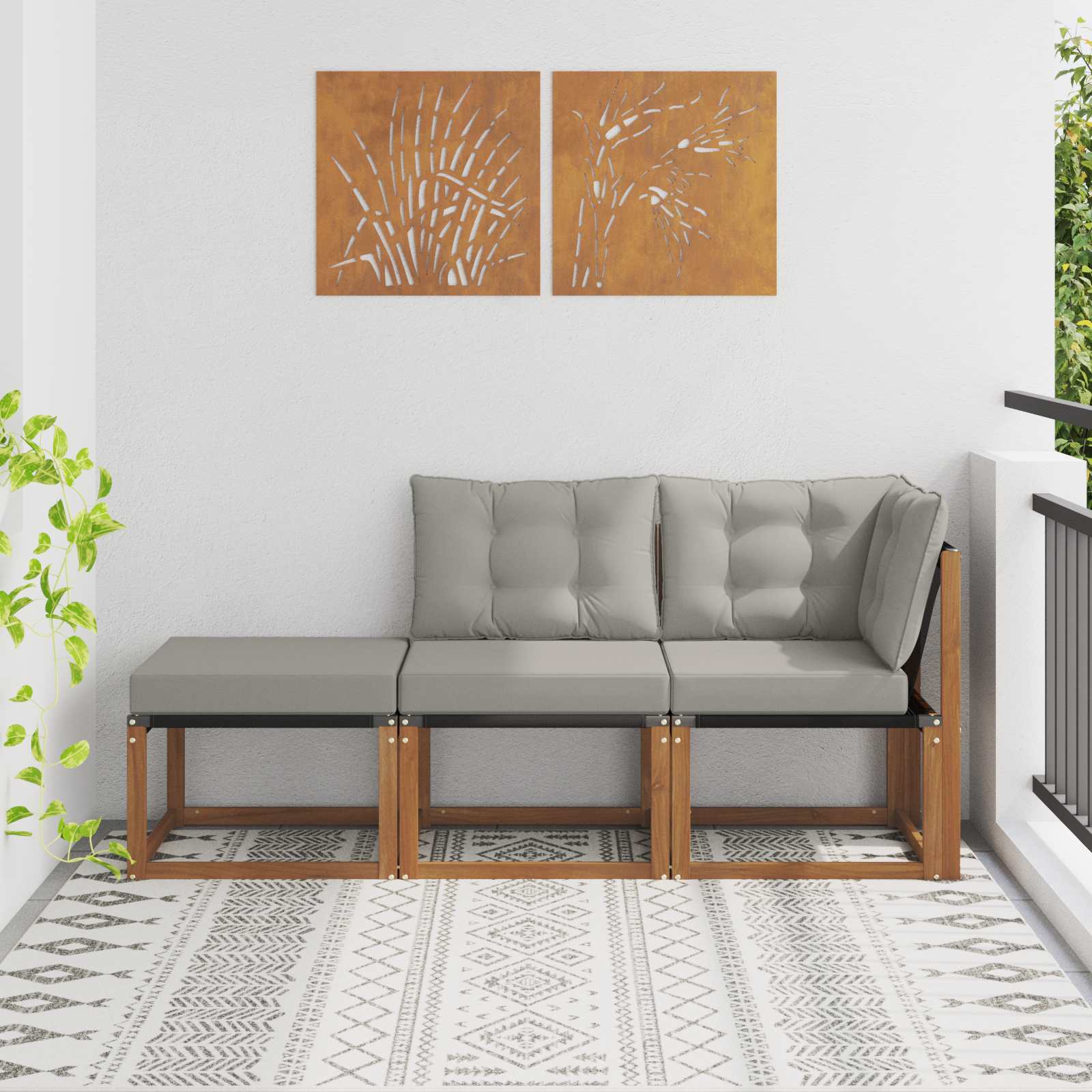 Outdoor Lounge Sofa Set, 3-teilig, Hellgrau