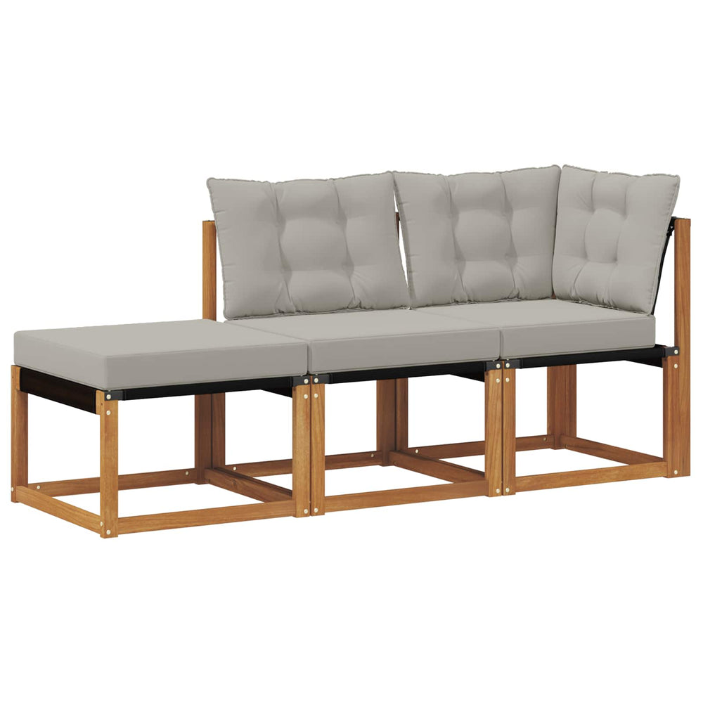 vidaXL Outdoor Sectional Sofa Units 3 Pieces Natural and Light Grey