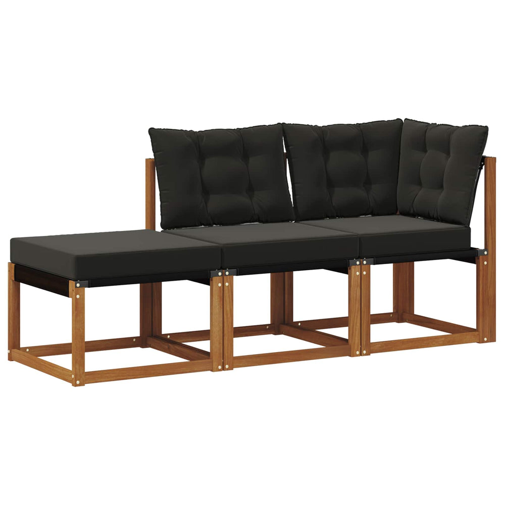vidaXL Outdoor Sectional Sofa Units 3 pcs Natural and Black