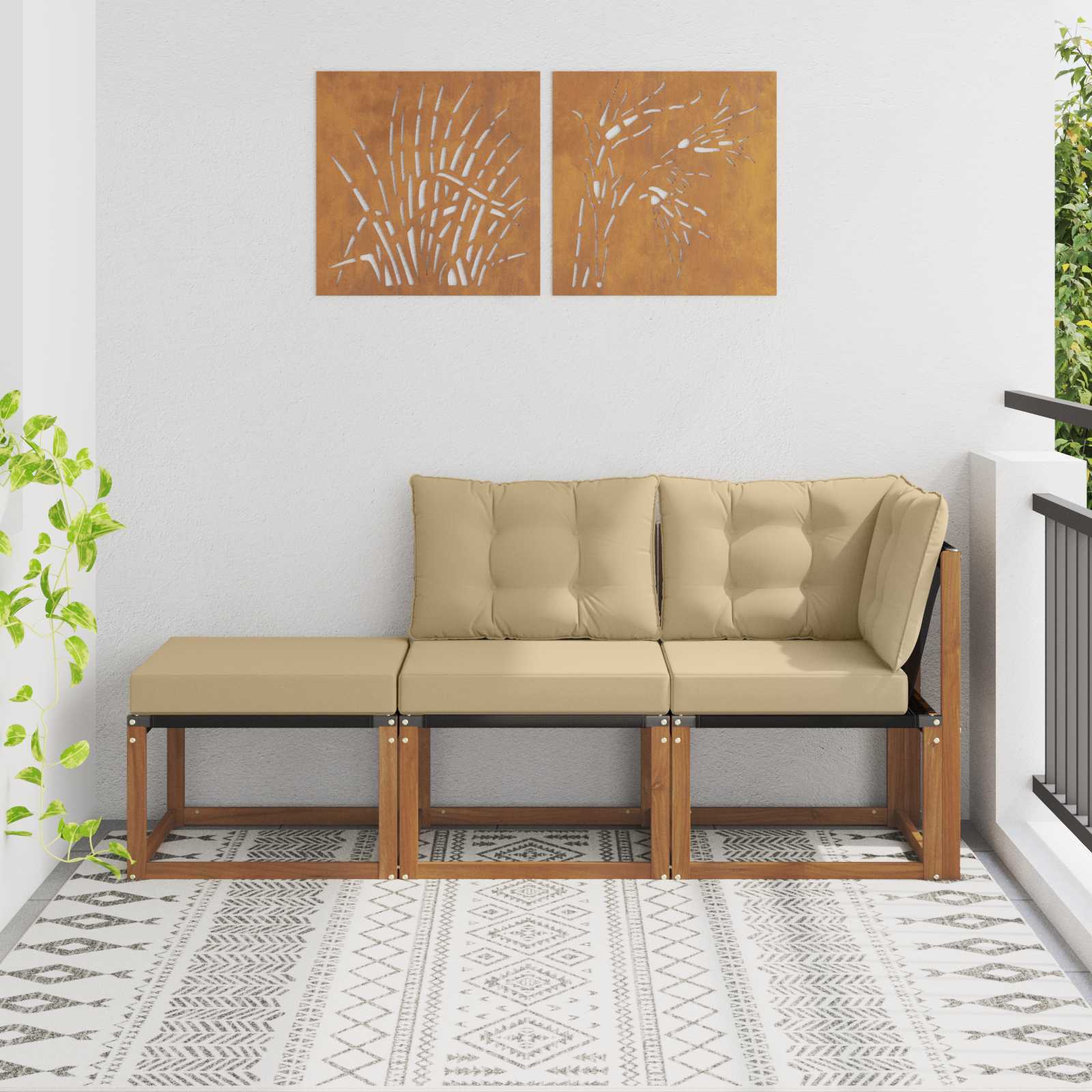 3-teiliges Outdoor-Schnittsofa Natur Beige