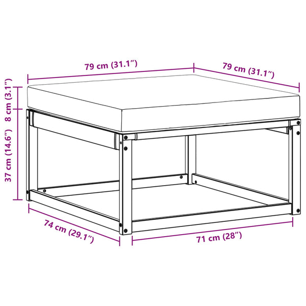 Akazie Outdoor Hocker Massivholz Natur