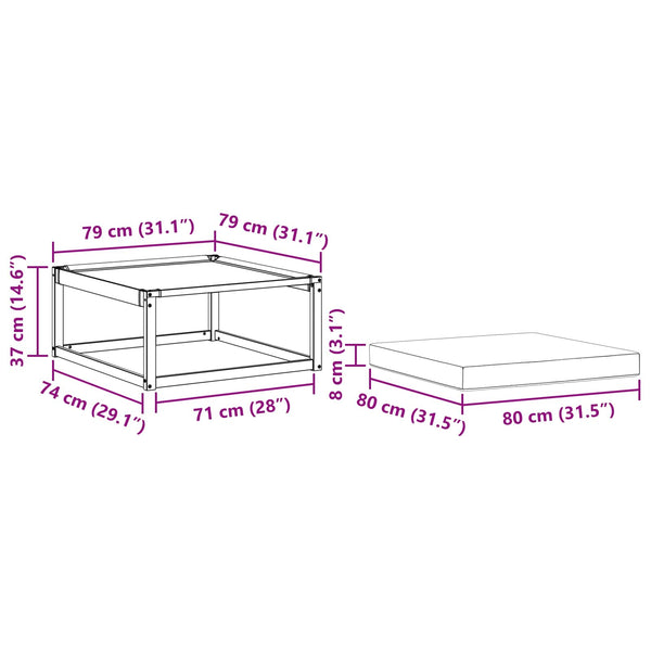 Akazie Outdoor Hocker Massivholz Natur