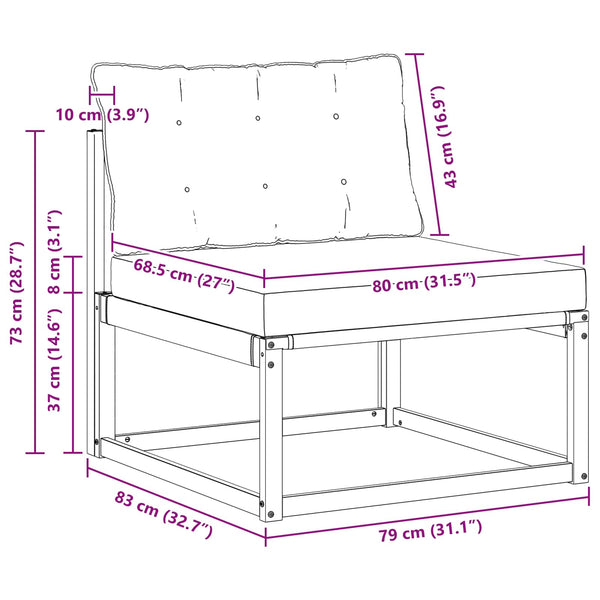 Akazie Massivholz Gartensofa Element