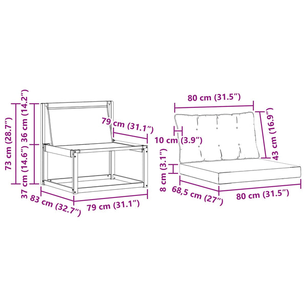 Akazie Massivholz Gartensofa Element