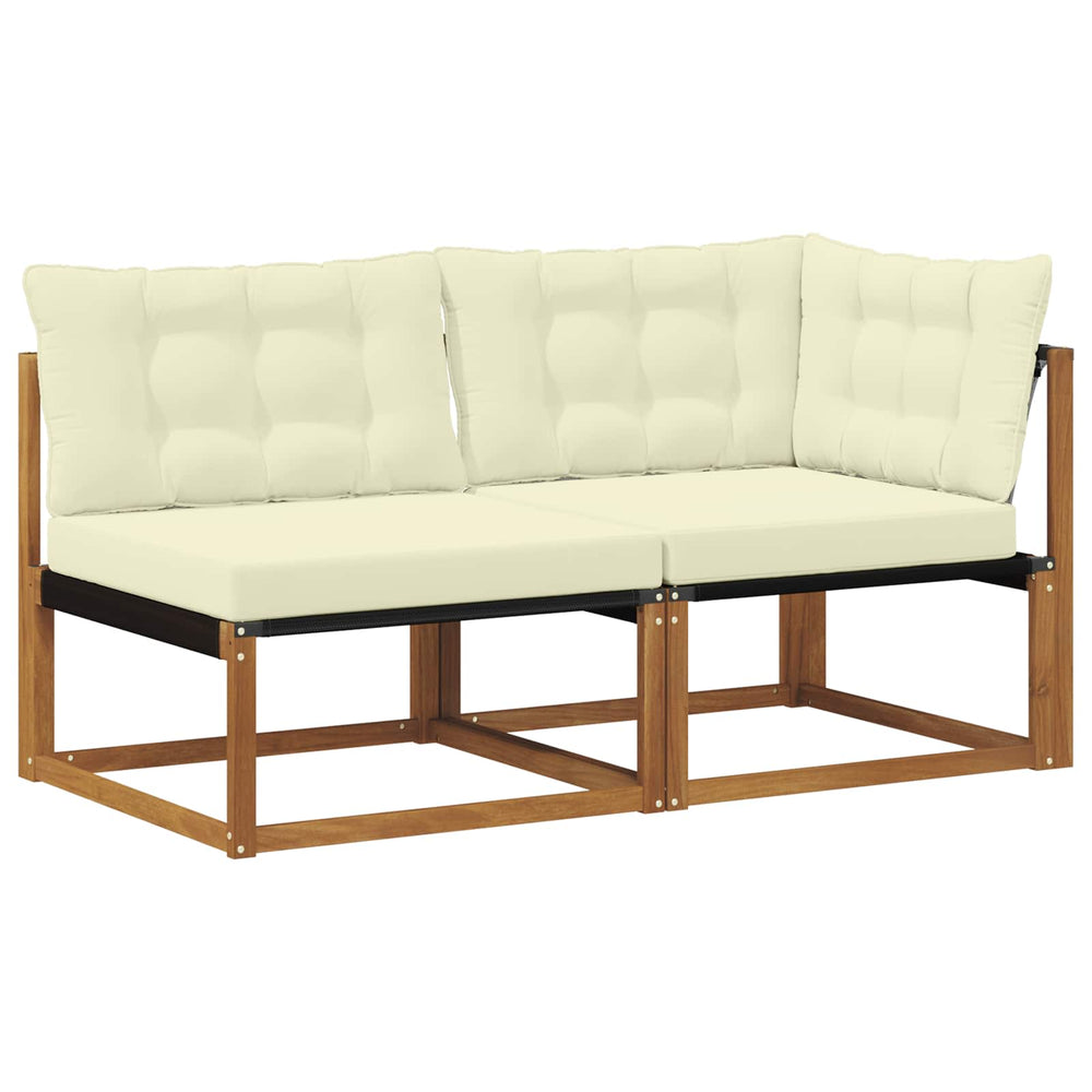 vidaXL Acacia Wood Center and Corner Sofa with Cushions 2 Pieces Natural
