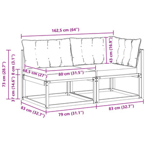 Modulares Gartensofa aus Akazienholz mit Kissen