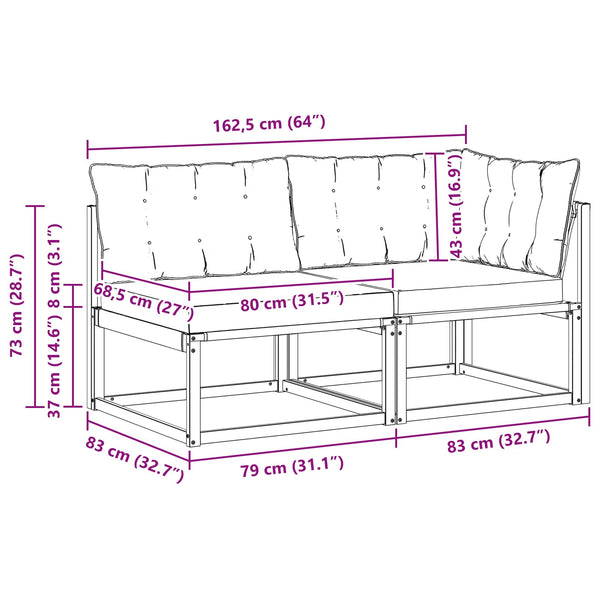 Modulares Gartensofa aus Akazienholz mit Kissen