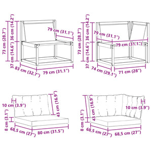 Modulares Gartensofa aus Akazienholz mit Kissen