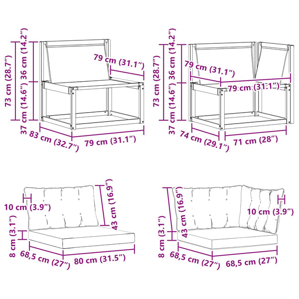Modulares Gartensofa aus Akazienholz mit Kissen