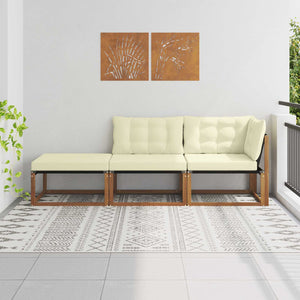 Ecksofa Gartenmöbel Set Akazie Massivholz 3-teilig