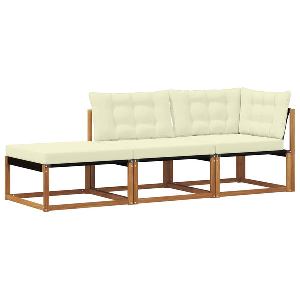 Ecksofa Gartenmöbel Set Akazie Massivholz 3-teilig