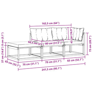 Ecksofa Gartenmöbel Set Akazie Massivholz 3-teilig