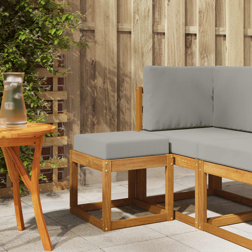 Hocker Bank mit Kissen, Natur/Hellgrau