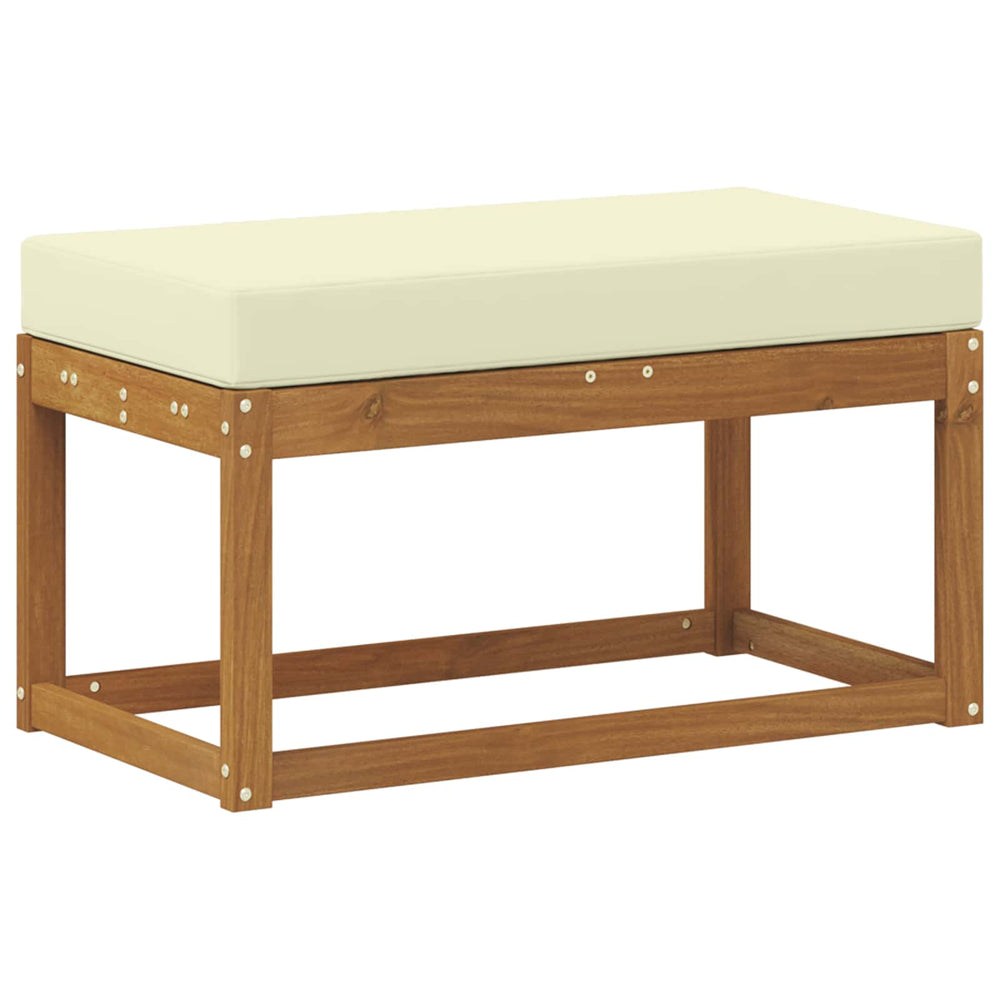 Outdoor Hockerbank mit Kissen, Natur/Creme