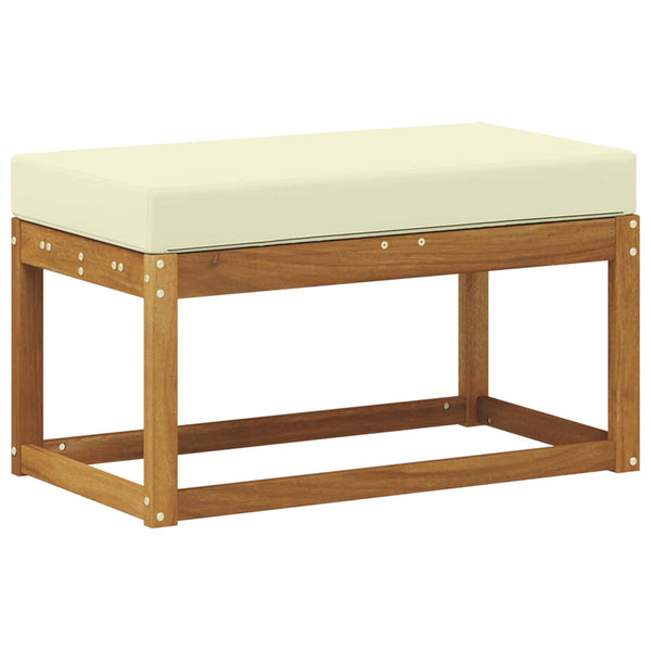 Outdoor Hockerbank mit Kissen, Natur/Creme