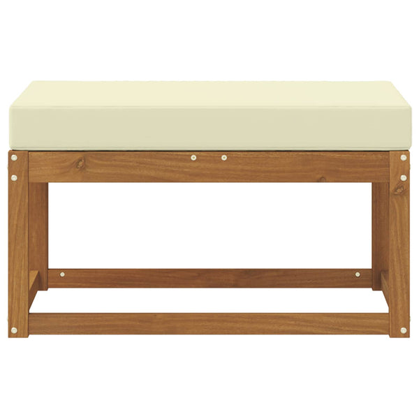 Outdoor Hockerbank mit Kissen, Natur/Creme