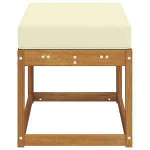 Outdoor Hockerbank mit Kissen, Natur/Creme