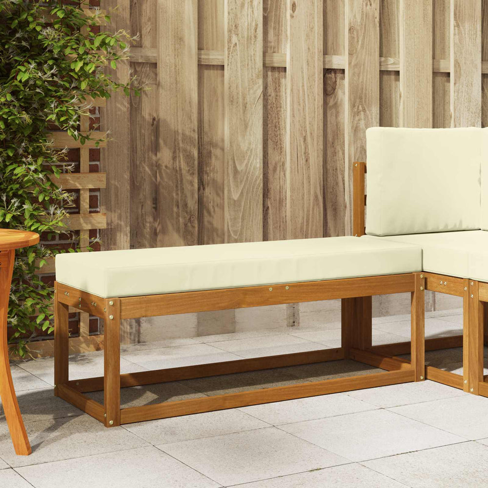 Outdoor Hockerbank mit Kissen, Natur/Creme