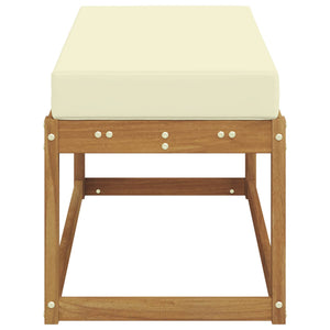 Outdoor Hockerbank mit Kissen, Natur/Creme