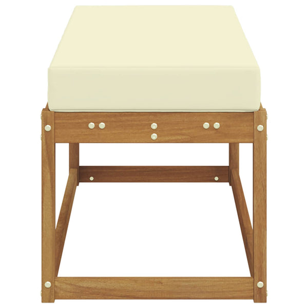 Outdoor Hockerbank mit Kissen, Natur/Creme