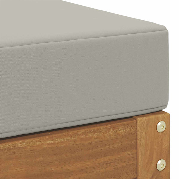 Hocker Bank mit Kissen, Natur/Hellgrau