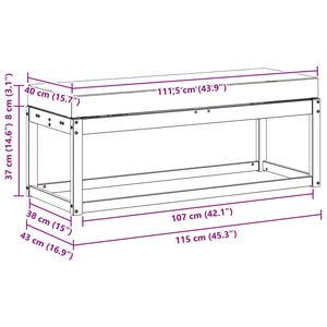 Outdoor Hockerbank Natur Anthrazit 115 cm