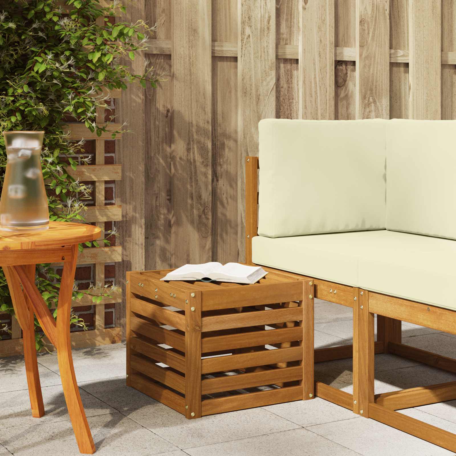 Outdoor Hocker Bank Akazie Massivholz 43x43x37 cm