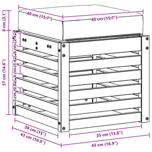 Akazienholz Hockerbank 2er Set