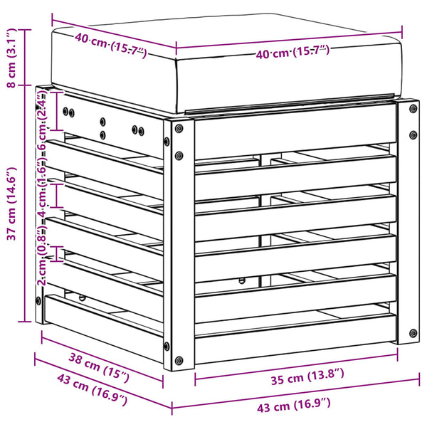 Akazienholz Hockerbank 2er Set