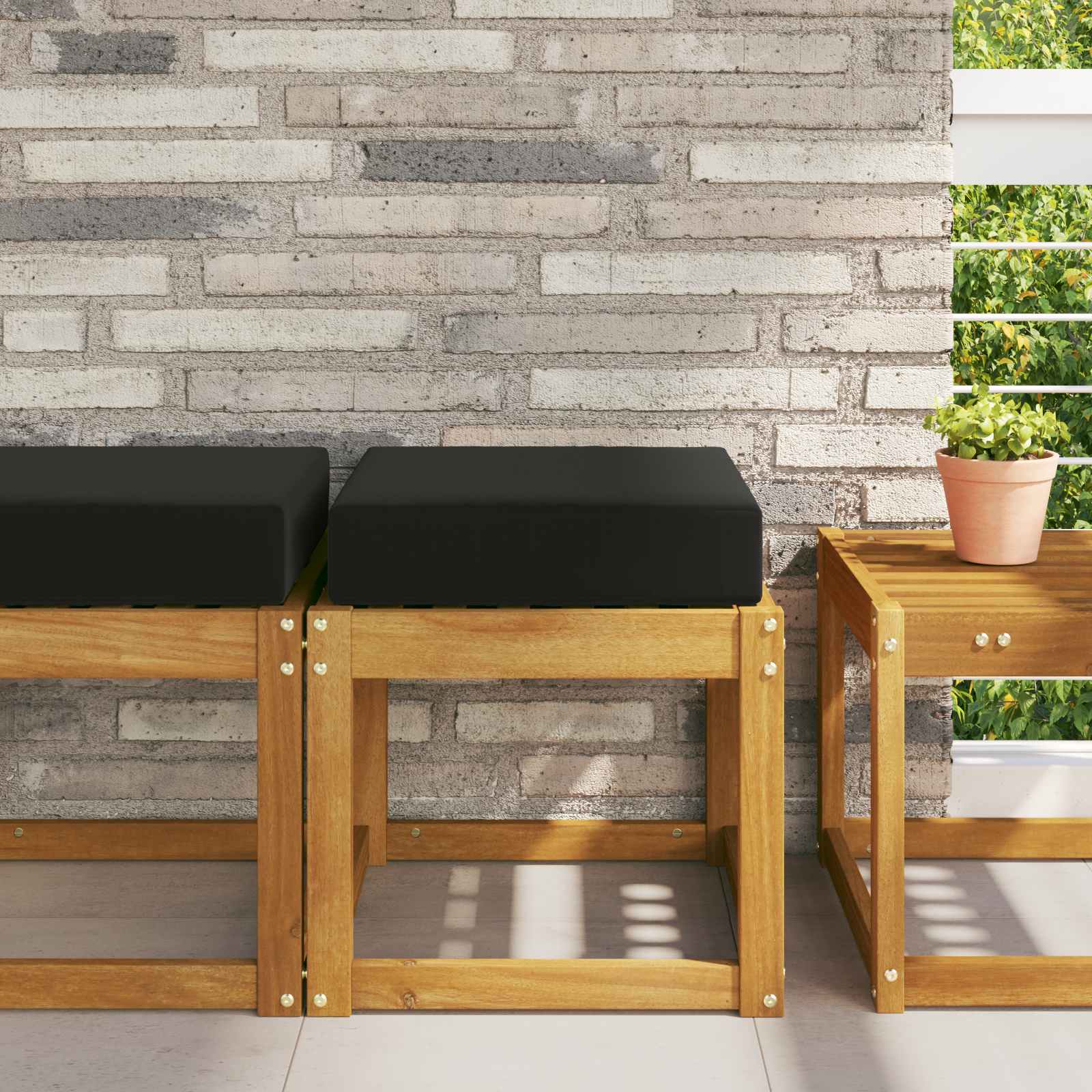 Schwarzes Outdoor Sitzkissen 40x40 cm