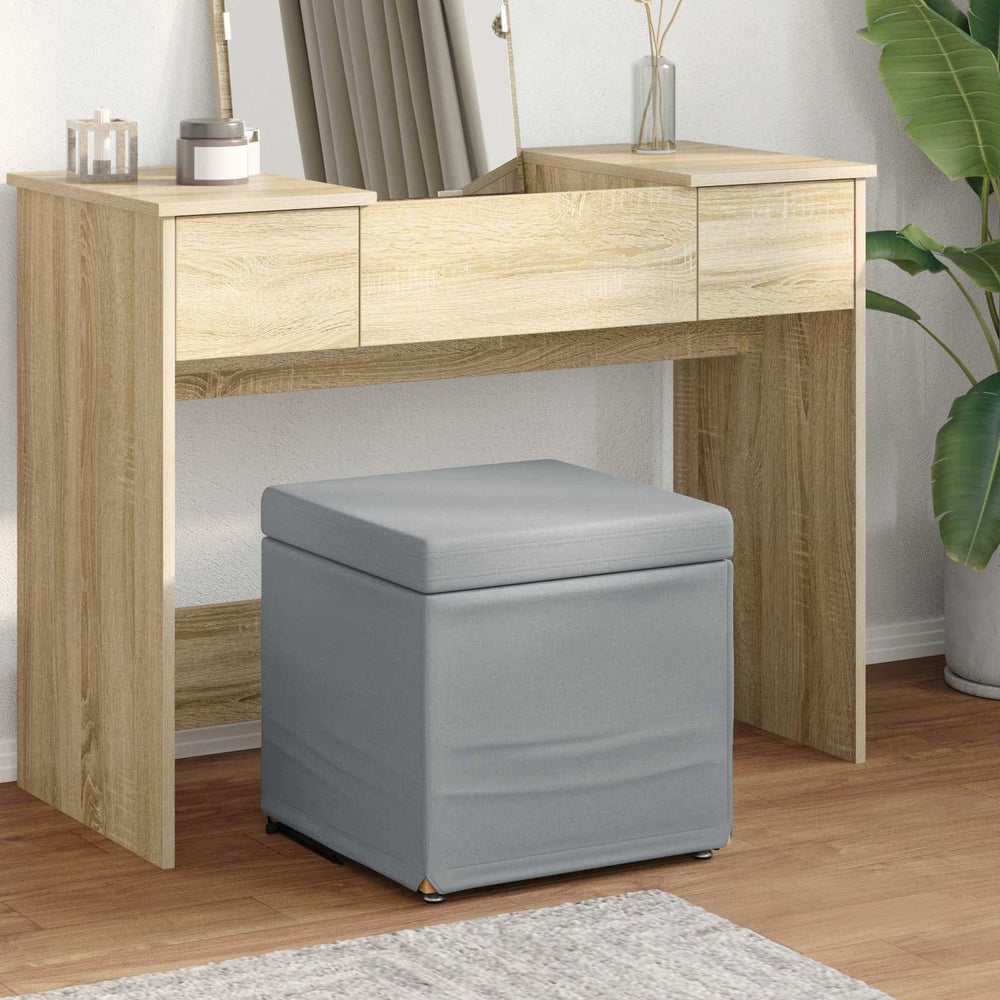Hellgrauer Hocker Stoff Pressholz 41x41x40cm