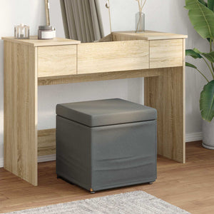Dunkelgrauer Hocker, 41 cm, Stoff/Holz