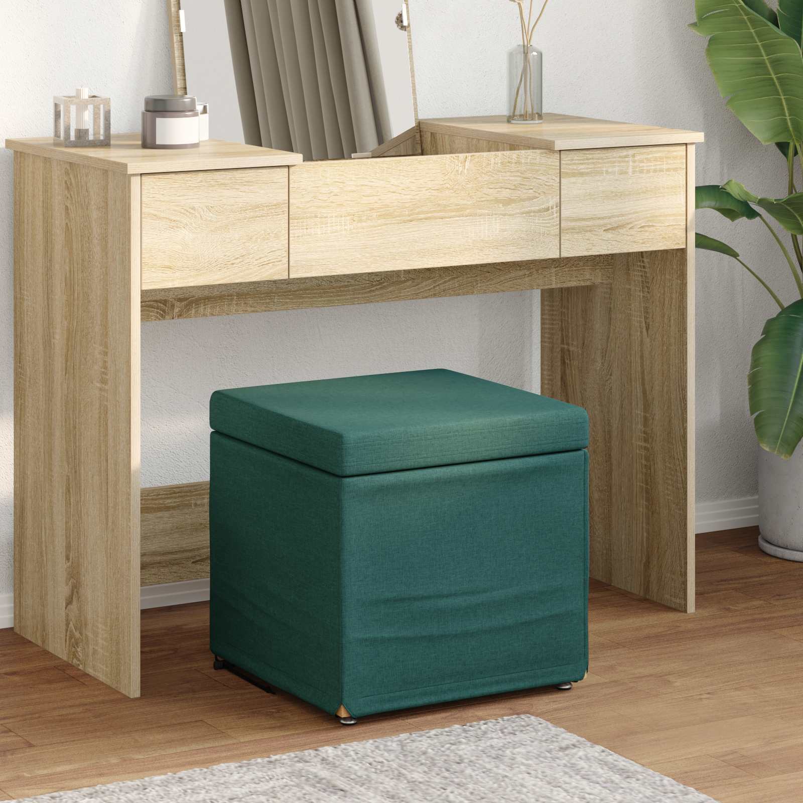 Dunkelgrüner Hocker, 41 cm