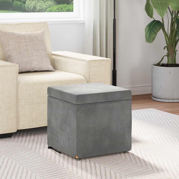 Dunkelgrauer Samt Hocker 41x41 cm