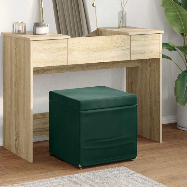 Dunkelgrüner Samt Hocker 41x41x40cm