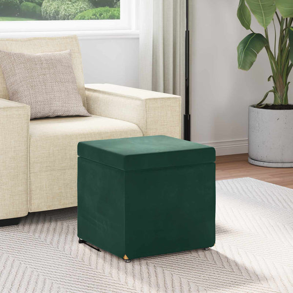 Dunkelgrüner Samt Hocker 41x41x40cm