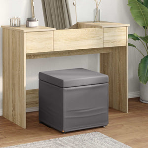 Grauer Hocker Kunstleder 41x41x40cm