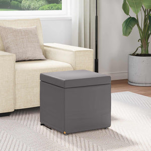 Grauer Hocker Kunstleder 41x41x40cm