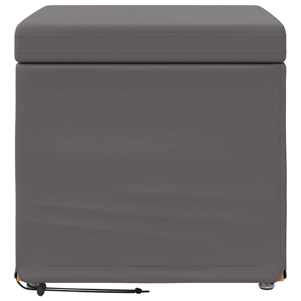 Grauer Hocker Kunstleder 41x41x40cm